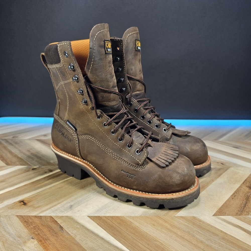 Carolina CA7522 Brown Leather Men's 9 2E Wide Work Boots Vibram Lace Up Shoes